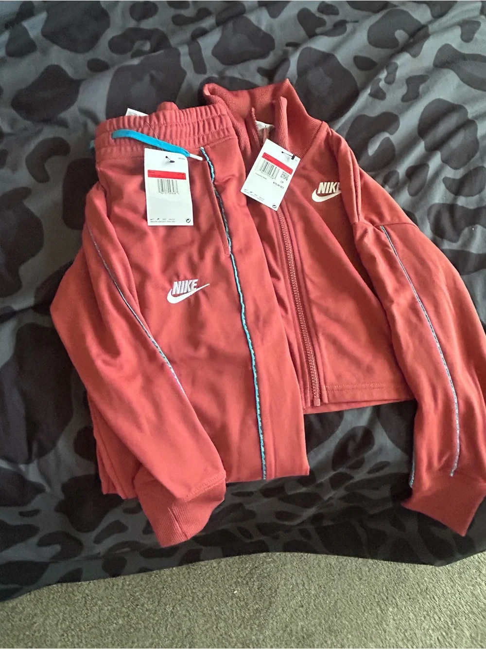 Nike Coral-Red Zip Tracksuit Set